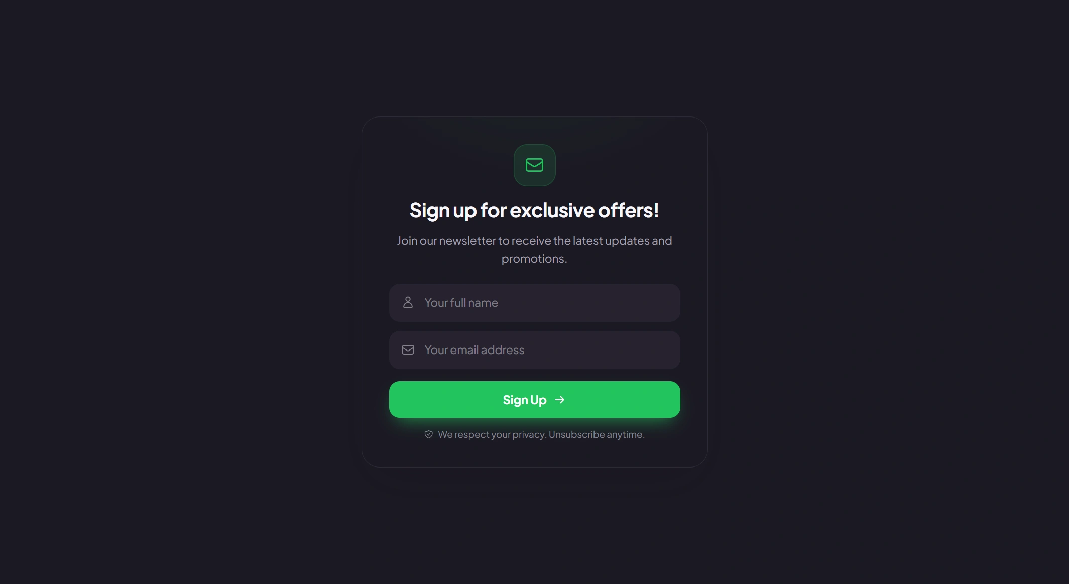 Form Card (Dark mode) template