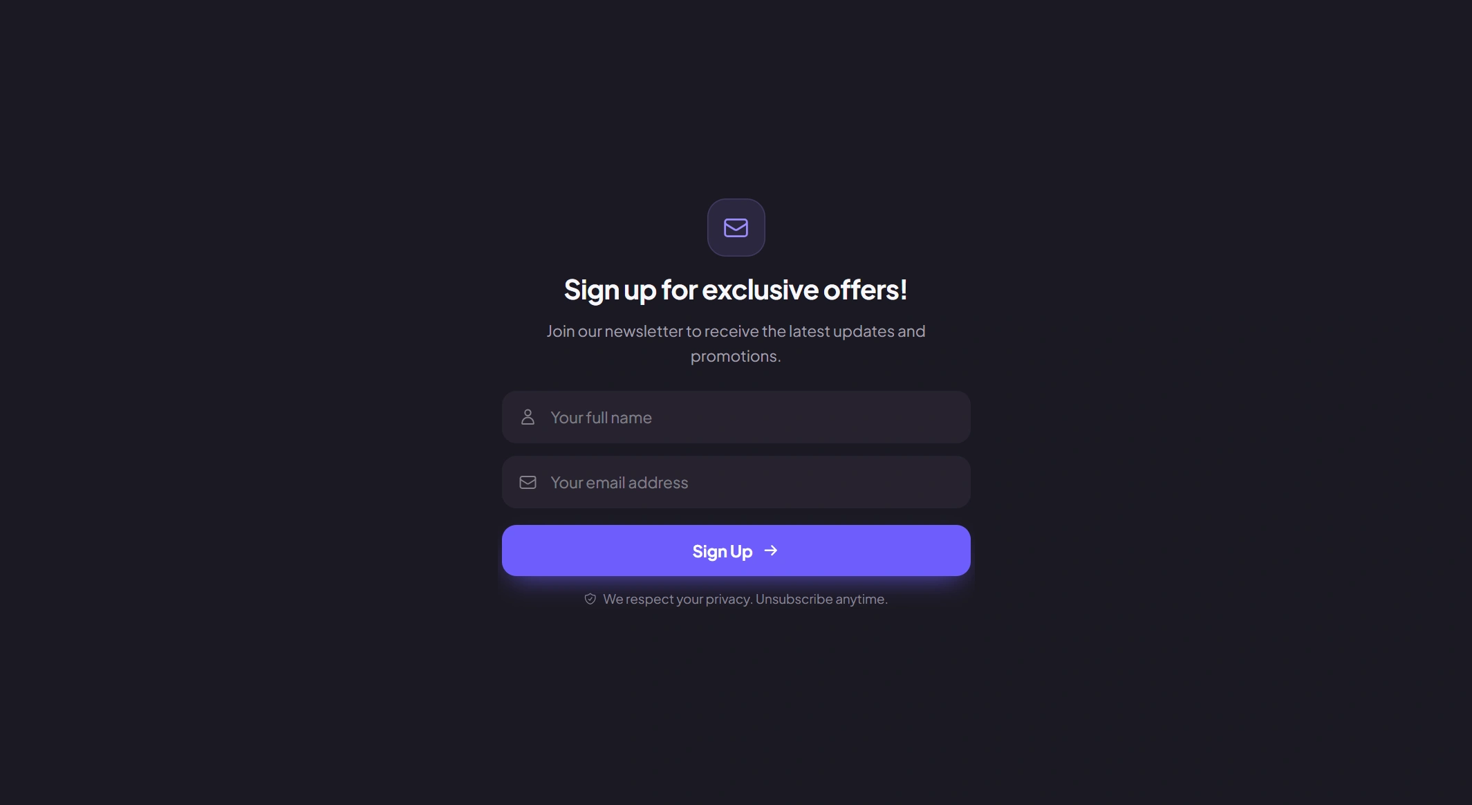 Form Minimal Card (Dark mode) template