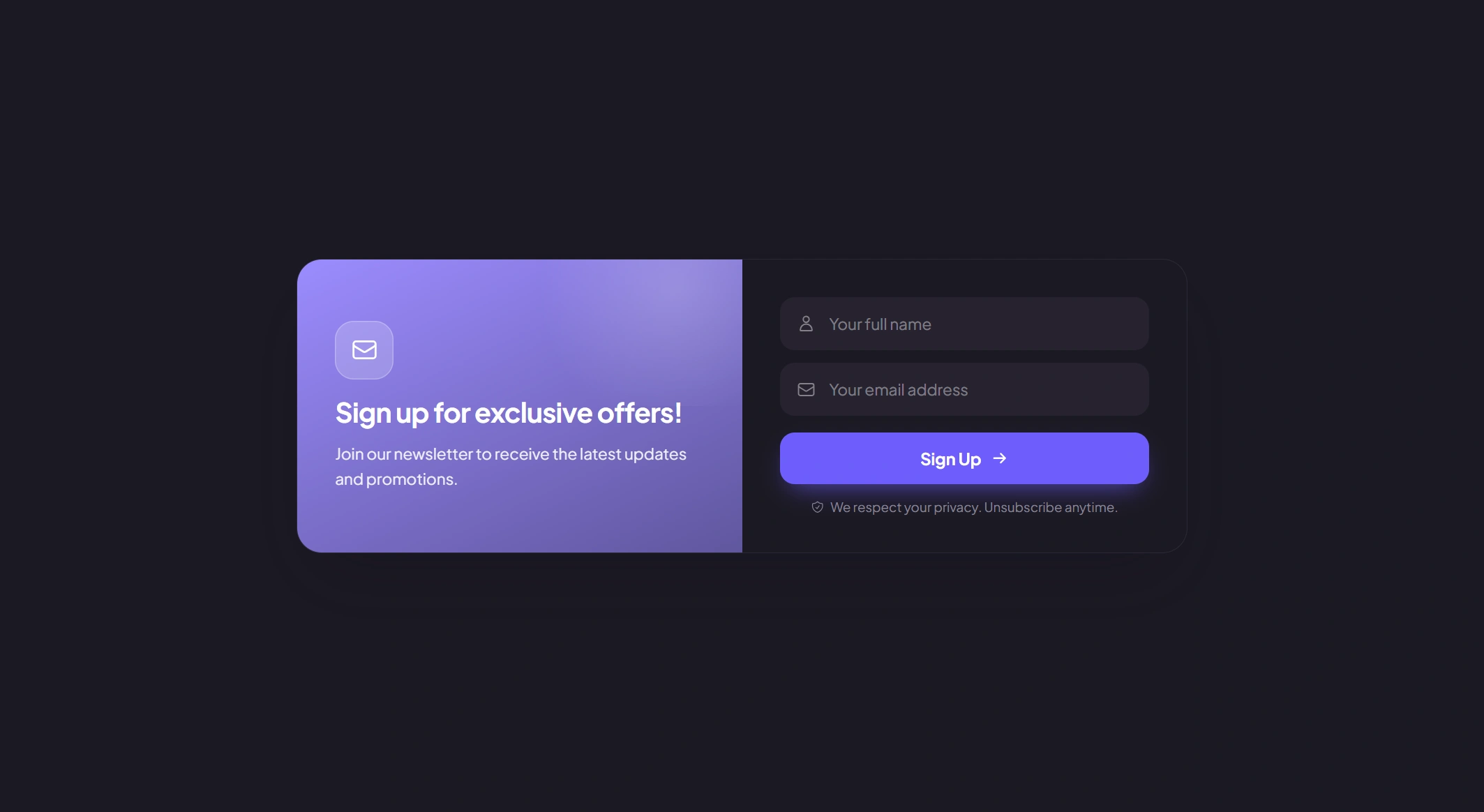 Form Split (Dark mode) template