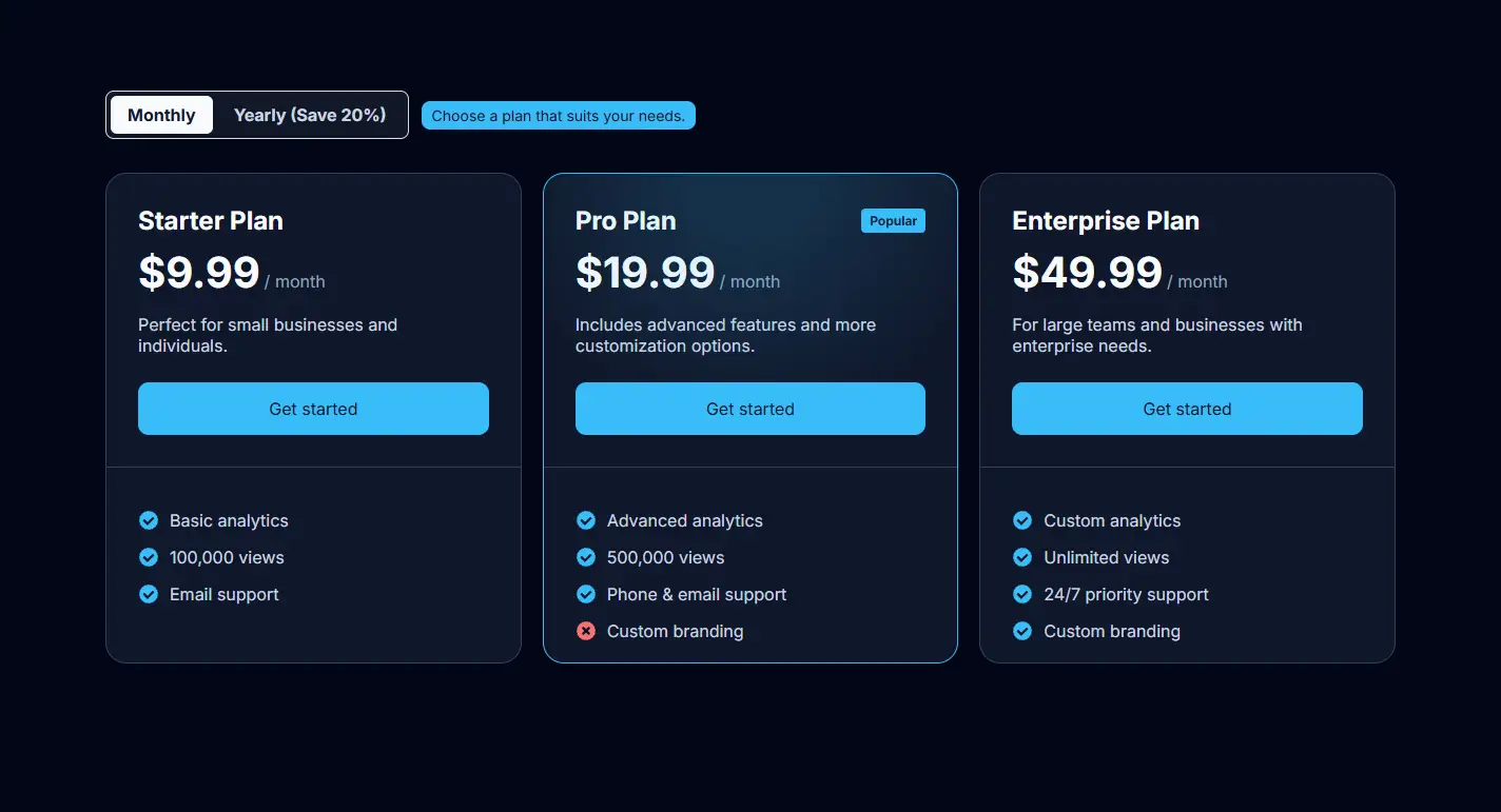 Cards (Dark mode) template