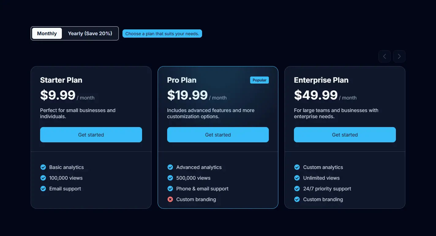 Carousel (Dark mode) template